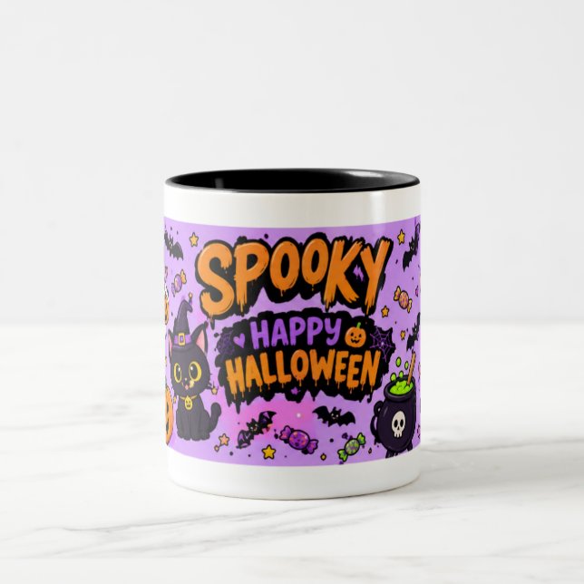 Tasse 2 Couleurs Cadeau effrayant d'Halloween (Centre)
