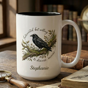 Tasse 2 Couleurs Cadeau Élégant de Corbeau Botanique pour Introvert
