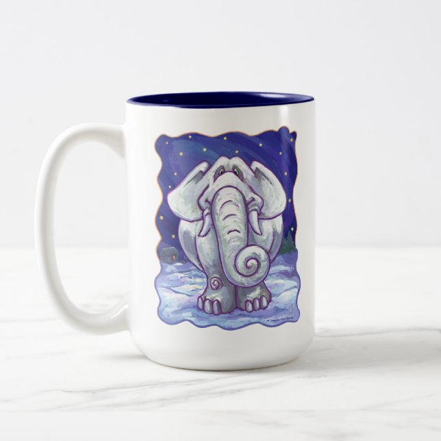 Tasse 2 Couleurs Cadeau Eléphant blanc mignon (Gauche)
