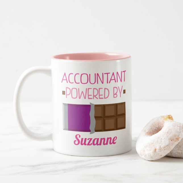 Tasse 2 Couleurs Cadeau personnalisé amusant pour la comptabilité (Avec donut)