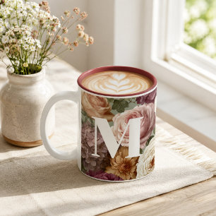 Tasse 2 Couleurs Cadeau personnalisé avec monogramme pour elle