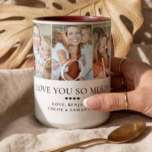 Tasse 2 Couleurs Cadeau personnalisé de collage de 5 photos « Je t'