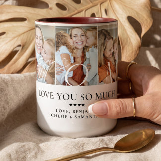 Tasse 2 Couleurs Cadeau personnalisé de collage de 5 photos « Je t'