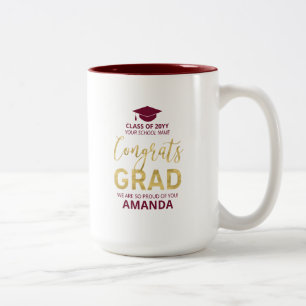 Tasse 2 Couleurs Cadeau personnalisé de fin d'études moderne   Or e