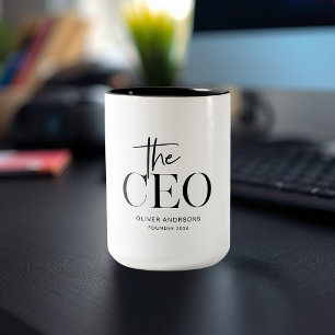 Tasse 2 Couleurs Cadeau personnalisé de PDG minimaliste moderne