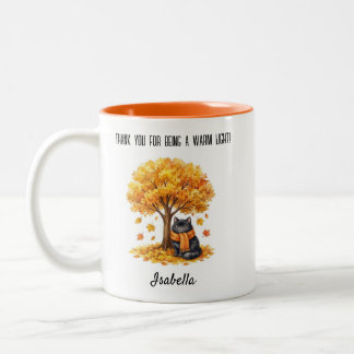 Tasse 2 Couleurs Cadeau personnalisé de remerciement Chat Noir d'Au