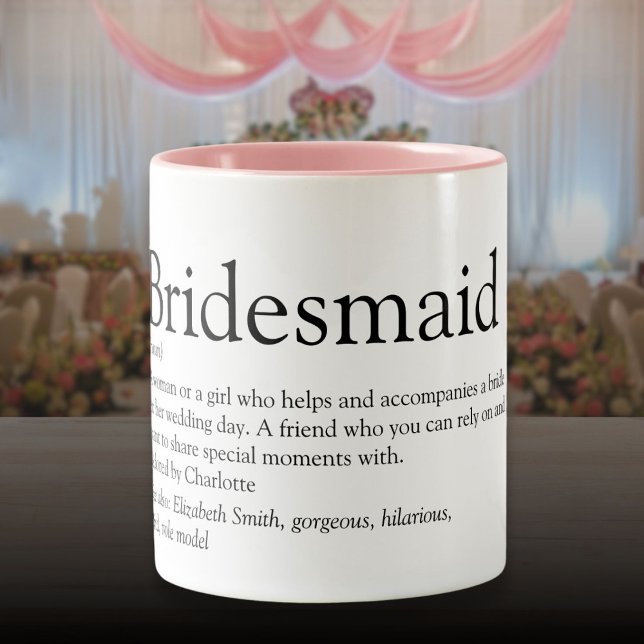 Tasse 2 Couleurs Cadeau personnalisé Définition Demoiselle d'honneu (Bridesmaid Personalized Definition Favor Two-Tone Coffee Mug)