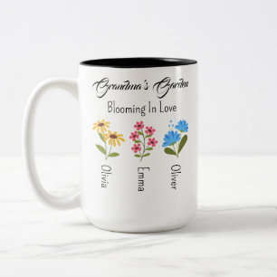 Tasse 2 Couleurs Cadeau personnalisé Fleur de naissance, Jardin de