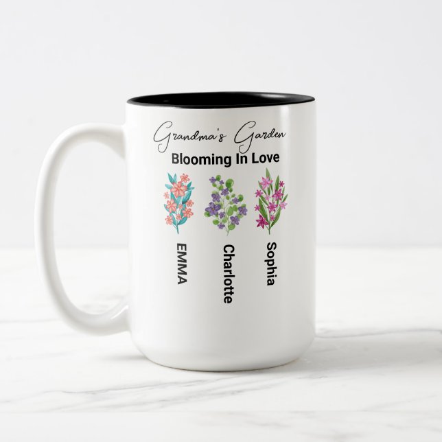 Tasse 2 Couleurs Cadeau personnalisé Fleur de naissance, Jardin de  (Gauche)