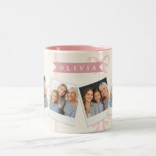 Tasse 2 Couleurs Cadeau Personnalisé Nœud Rose Élégant Coquette