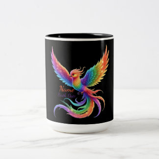 Tasse 2 Couleurs Cadeau Personnalisé Phoenix Arc-en-ciel Nom Date d