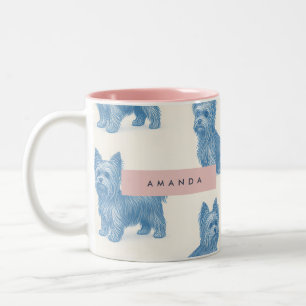Tasse 2 Couleurs Cadeau Personnalisé Yorkshire Terrier Bleu Nom Mig