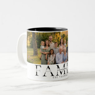 Tasse 2 Couleurs Cadeau photo de nom de famille élégant