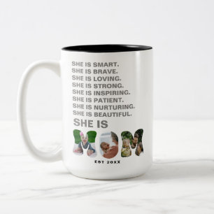 Tasse 2 Couleurs Cadeau photo de nouvelle maman avec affirmation pe