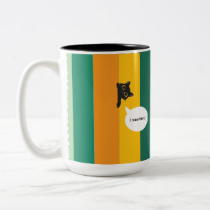 Tasse 2 Couleurs Cadeau pour amateur de chat mignon qui espionne