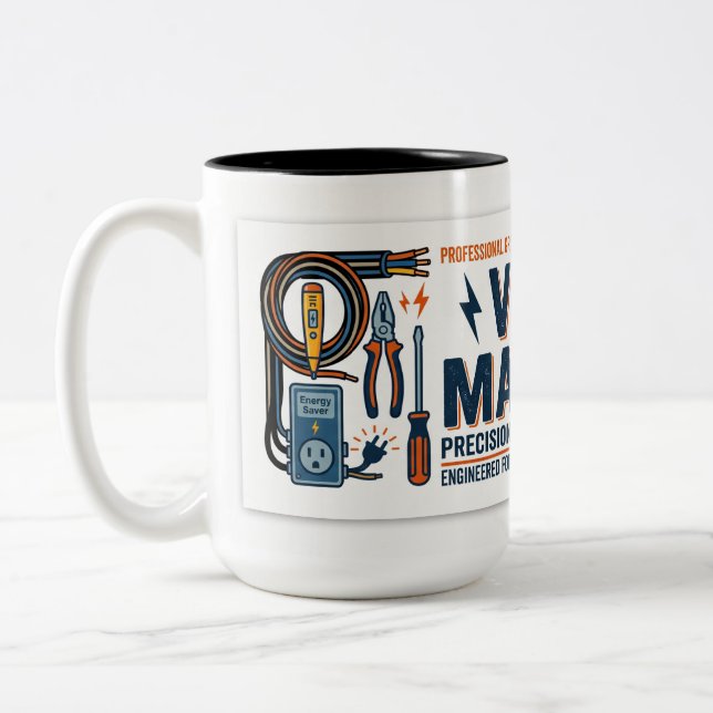 Tasse 2 Couleurs Cadeau pour électriciens Volt Master (Gauche)