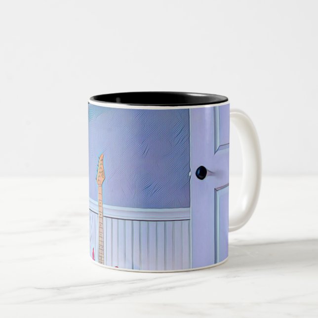 Tasse 2 Couleurs Cadeau pour mari guitariste (Devant droit)