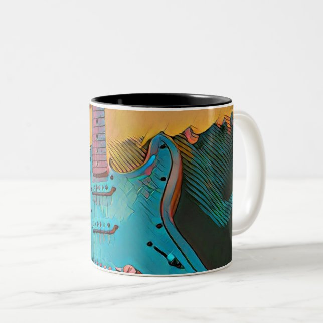 Tasse 2 Couleurs Cadeau pour mari guitariste (Devant droit)