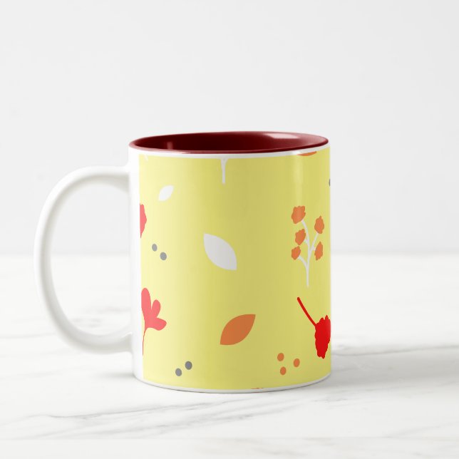 Tasse 2 Couleurs Cadeau rose Fleur Chic Monogramme (Gauche)