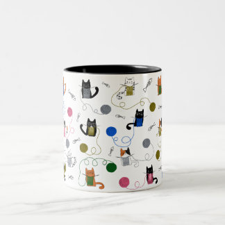 Tasse 2 Couleurs Cadeau Tricot Chat, Chat Avec Fil, Cadeau Maman Ch