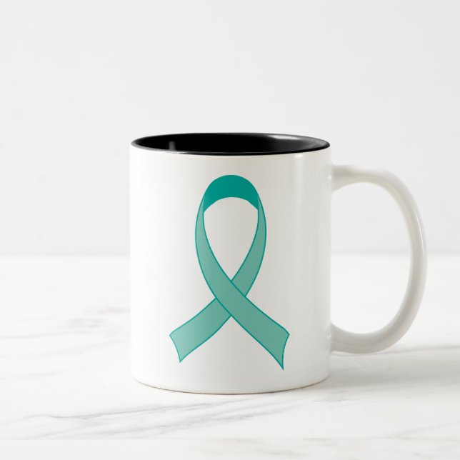 Tasse 2 Couleurs Cadeau turquoise personnalisé de T-shirt de ruban (Droit)