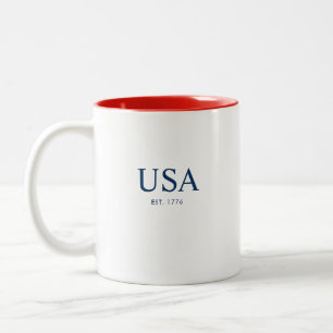 Tasse 2 Couleurs Cadeau USA Moderne Établie 1776 Rouge Blanc Bleu