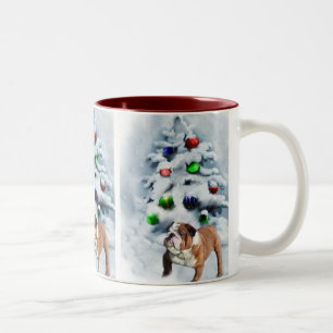 Tasse 2 Couleurs Cadeaux anglais de Noël de bouledogue