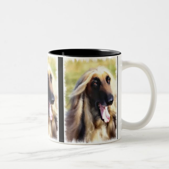 Tasse 2 Couleurs Cadeaux d'art hound afghan (Droit)