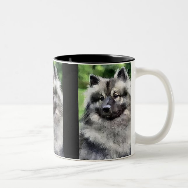 Tasse 2 Couleurs Cadeaux d'art Keeshond (Droit)