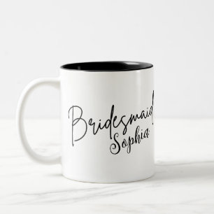 Tasse 2 Couleurs Cadeaux de demoiselles d'honneur   Écriture modern