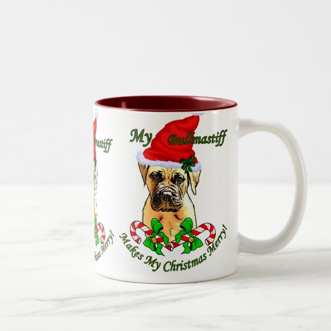Tasse 2 Couleurs Cadeaux de Noël Bullmastiff (Droit)