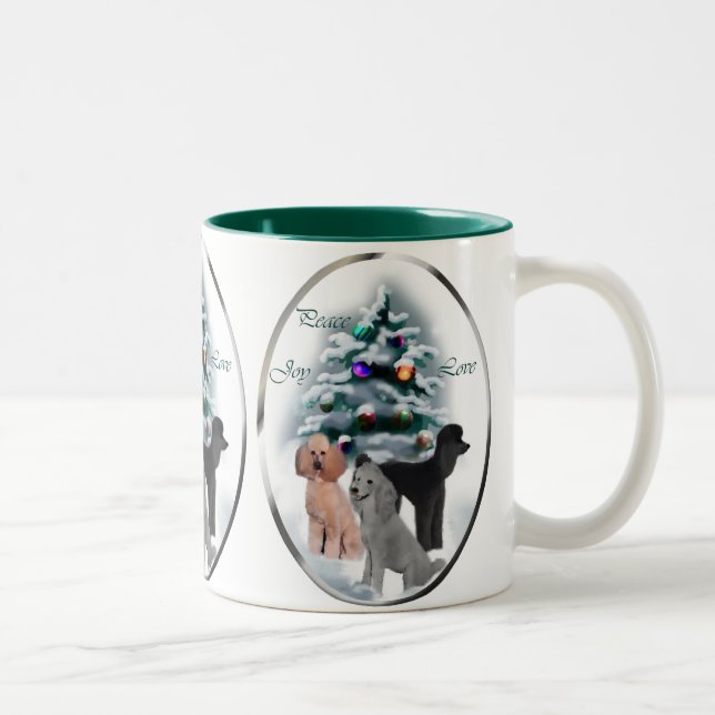 Tasse 2 Couleurs Cadeaux de Noël de caniche (Droit)