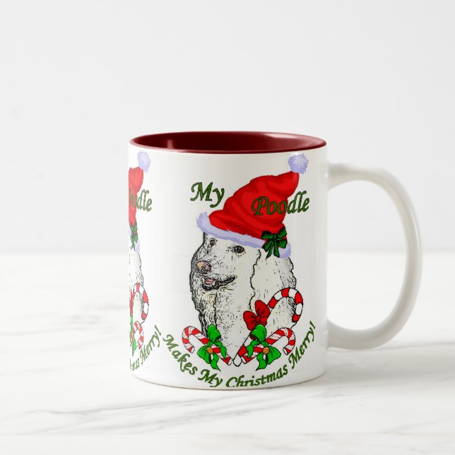 Tasse 2 Couleurs Cadeaux de Noël de caniche (Droit)