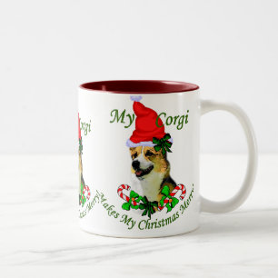 Tasse 2 Couleurs Cadeaux de Noël de corgi de Gallois de Pembroke