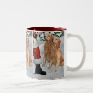 Tasse 2 Couleurs Cadeaux de Noël de golden retriever