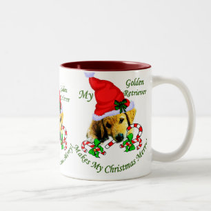 Tasse 2 Couleurs Cadeaux de Noël de golden retriever