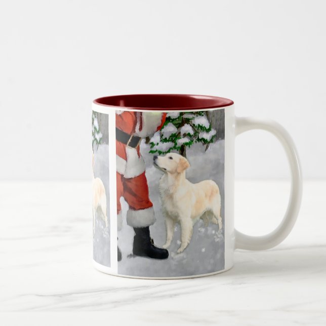 Tasse 2 Couleurs Cadeaux de Noël Golden Retriever (Droit)