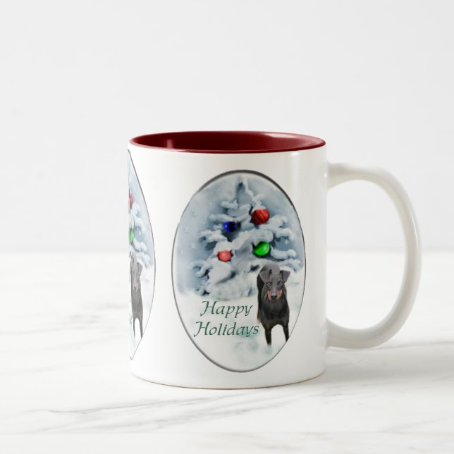 Tasse 2 Couleurs Cadeaux de Noël pour Terrier de Manchester (Droit)