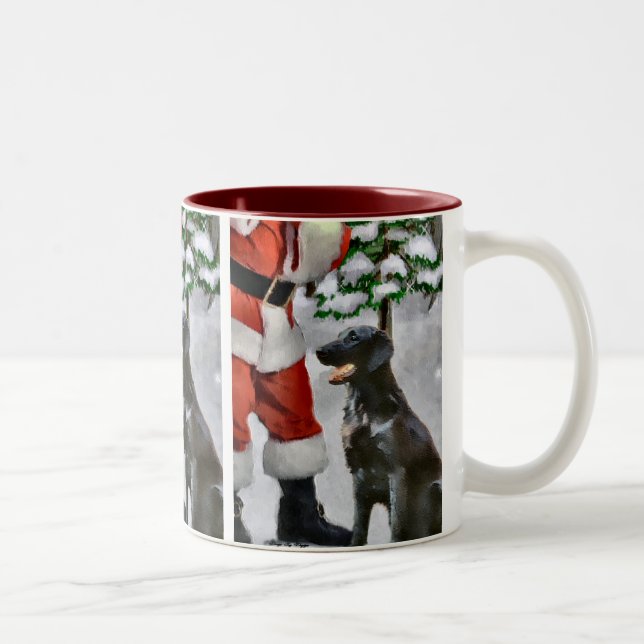 Tasse 2 Couleurs Cadeaux de Noël Retriever à revêtement plat (Droit)