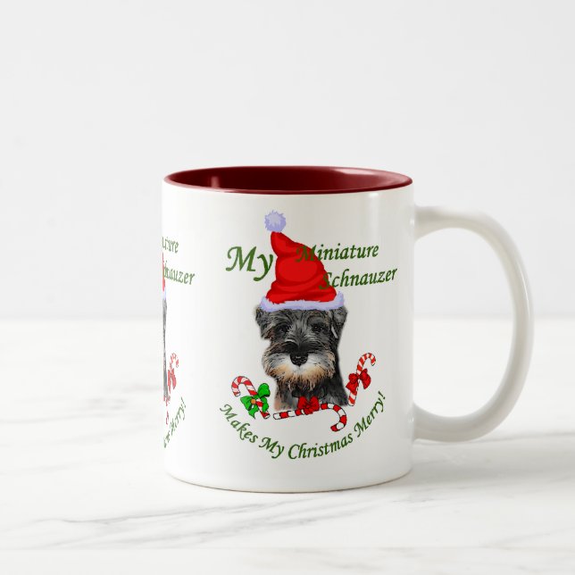 Tasse 2 Couleurs Cadeaux de Noël Schnauzer Miniature (Droit)