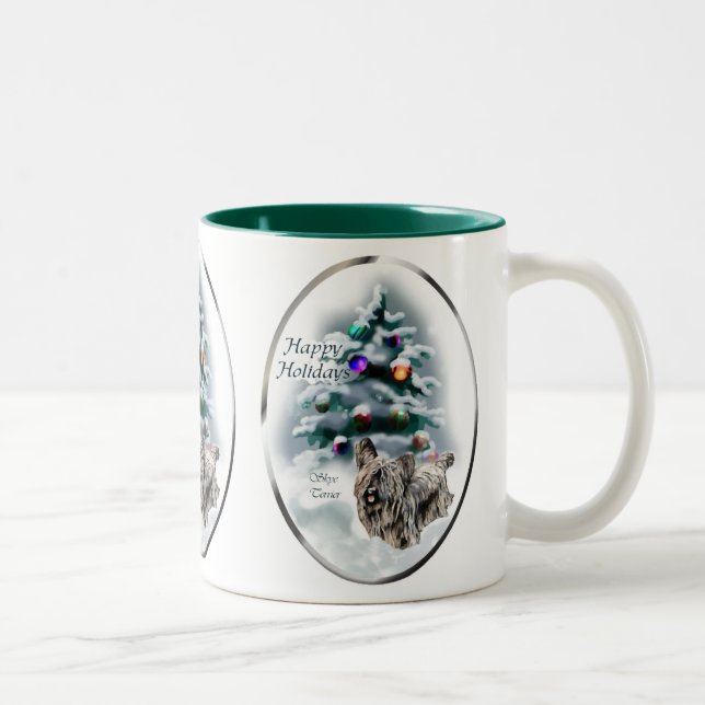 Tasse 2 Couleurs Cadeaux de Noël Skye Terrier (Droit)