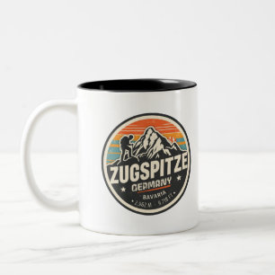 Tasse 2 Couleurs Cadeaux de plein air bavarois rétro Zugspitze natu