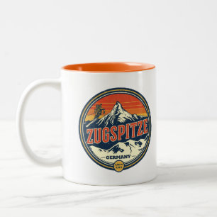 Tasse 2 Couleurs Cadeaux de plein air bavarois rétro Zugspitze natu
