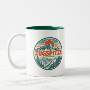 Tasse 2 Couleurs Cadeaux de plein air bavarois rétro Zugspitze natu