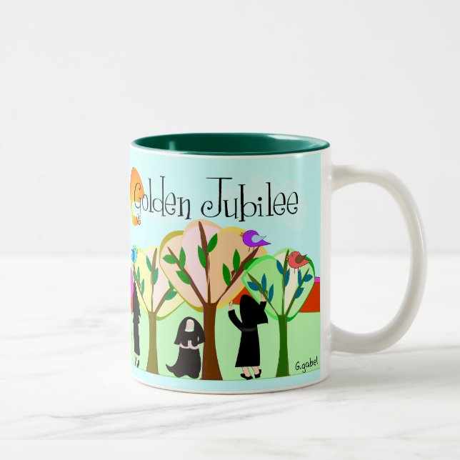 Tasse 2 Couleurs Cadeaux d'or de jubilé de nonne catholique (Droit)