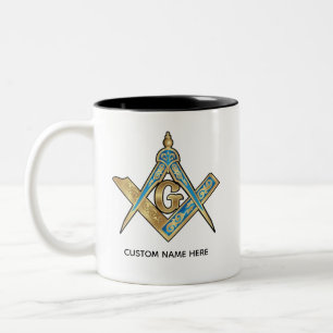 Tasse 2 Couleurs Cadeaux Freemason uniques   Compass maçonnique or