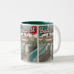 Tasse 2 Couleurs cadeaux pont elizabeth vintage budapest hongrie