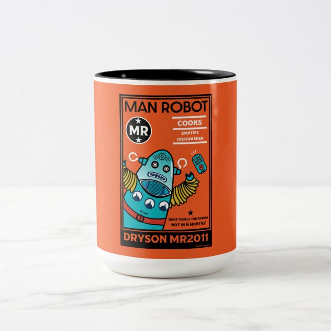 Tasse 2 Couleurs Cadeaux Robot Pour Anniversaire Ou Mariage (Centre)