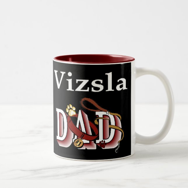 Tasse 2 Couleurs Cadeaux Vizsla Papa (Droit)