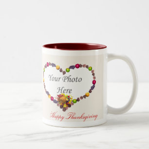 Tasse 2 Couleurs Cadre de 2 photos de Thanksgiving Heart